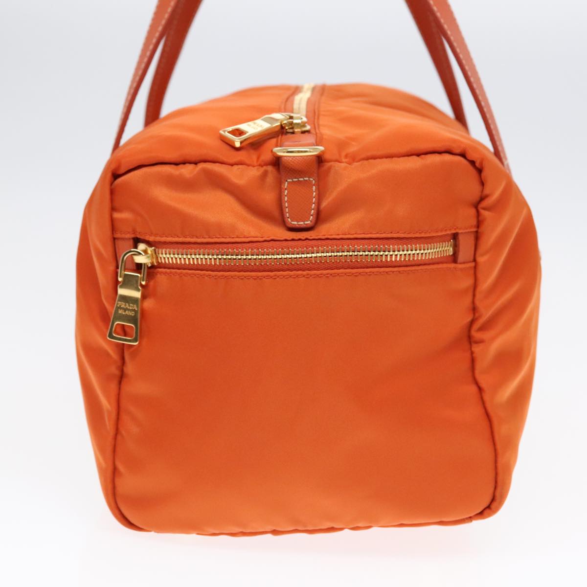 PRADA Boston Bag Nylon 2way Orange Gold Auth 94020