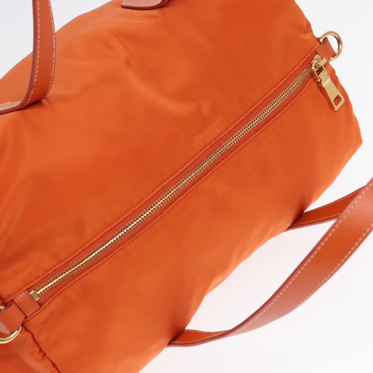 PRADA Boston Bag Nylon 2way Orange Gold Auth 94020