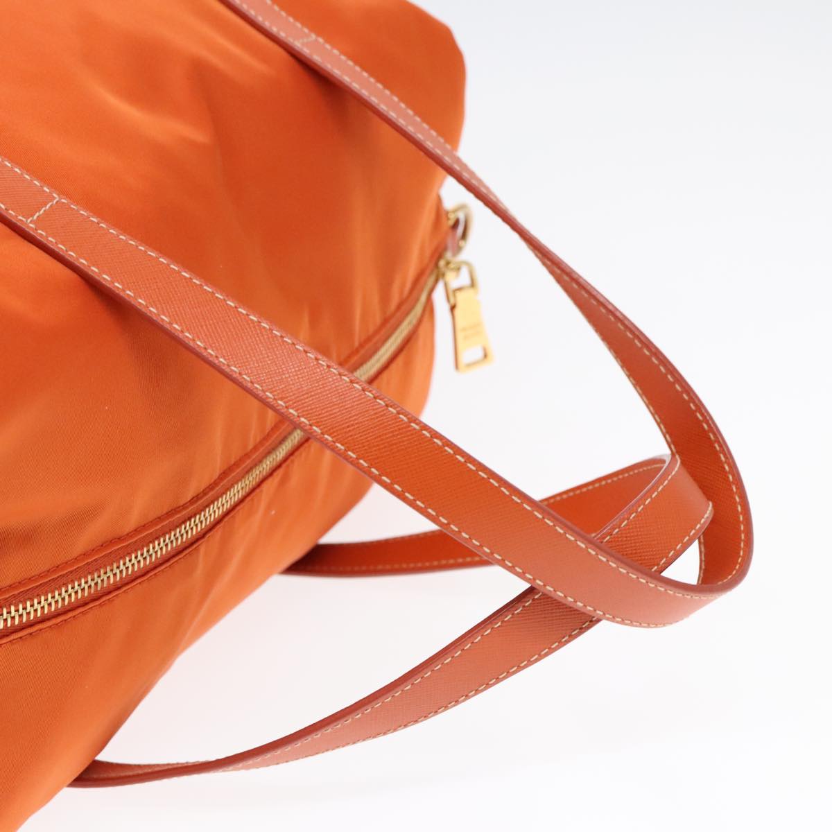 PRADA Boston Bag Nylon 2way Orange Gold Auth 94020