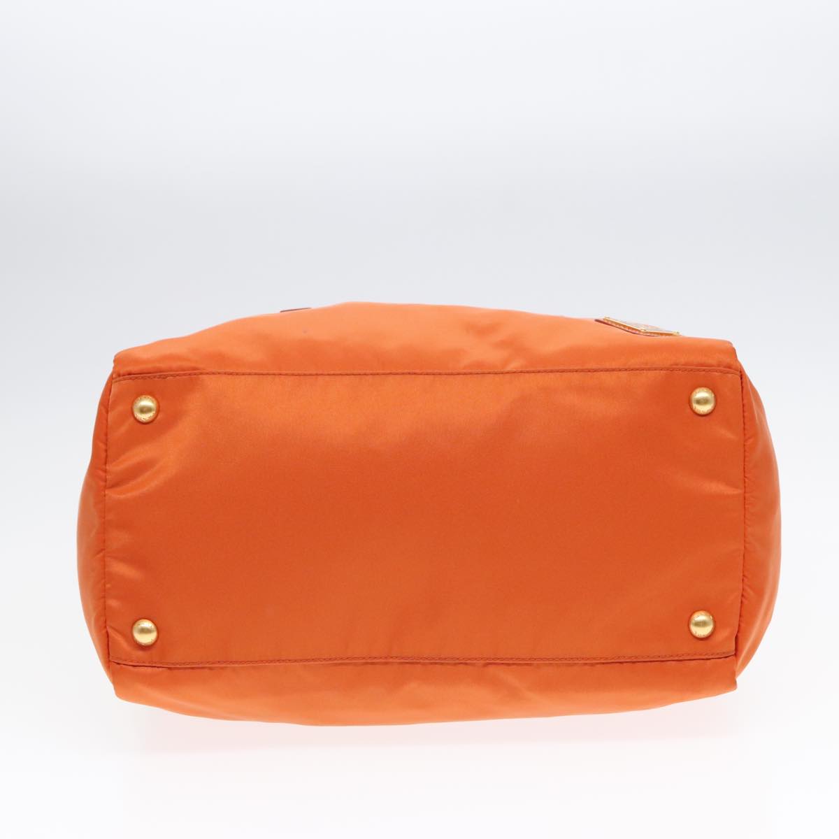 PRADA Boston Bag Nylon 2way Orange Gold Auth 94020