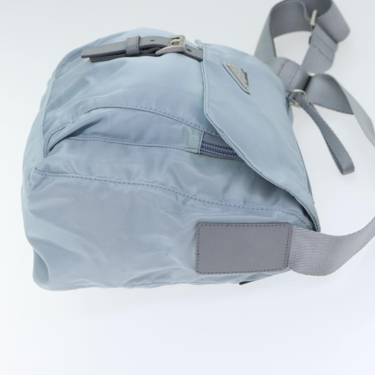 PRADA Shoulder Bag Nylon Light Blue Silver Auth 94021