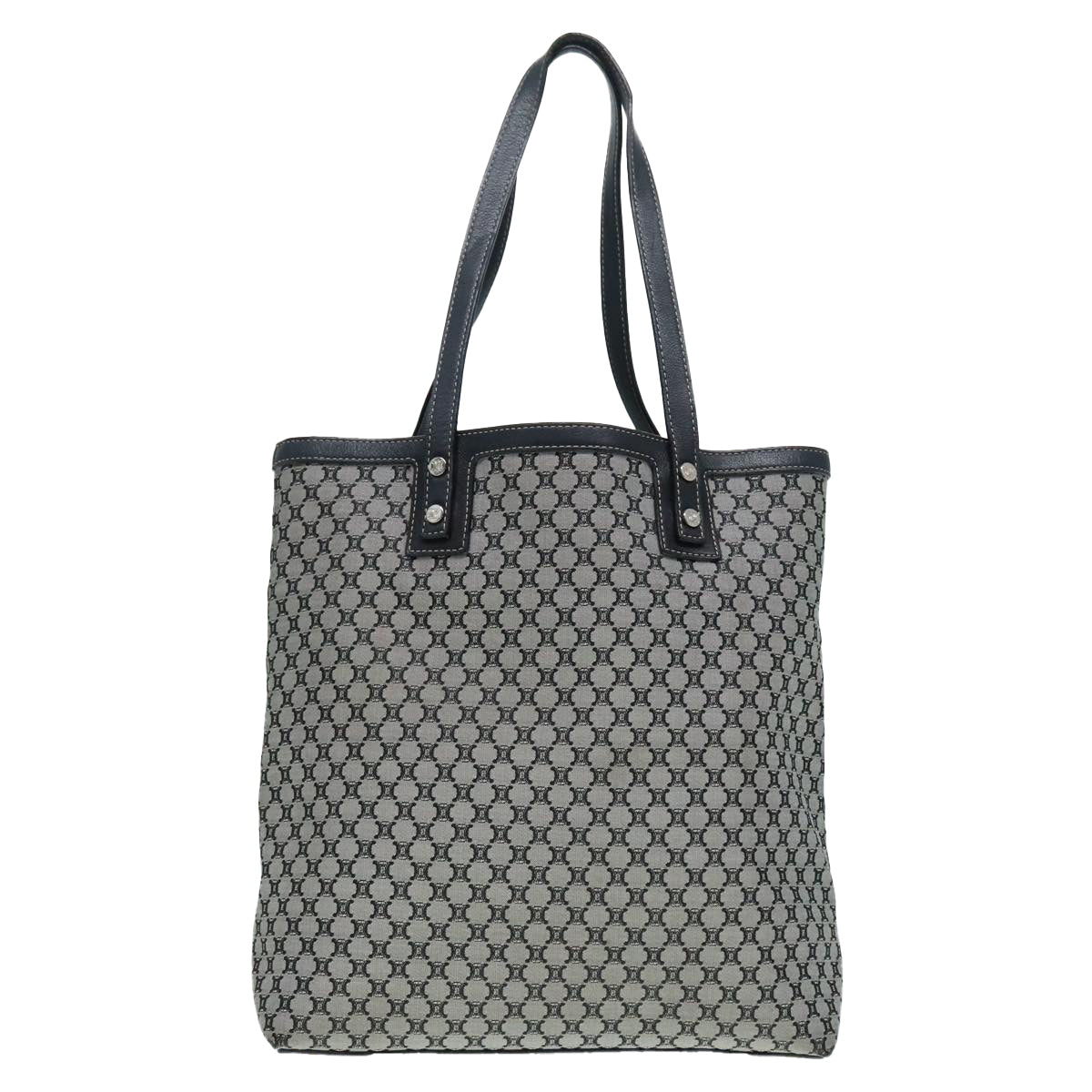 CELINE Macadam Canvas Tote Bag Gray Silver Auth 94023