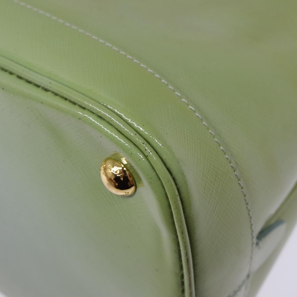 PRADA Hand Bag Safiano leather 2way Green Gold Auth 94025