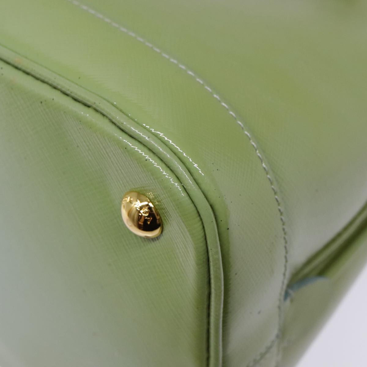 PRADA Hand Bag Safiano leather 2way Green Gold Auth 94025