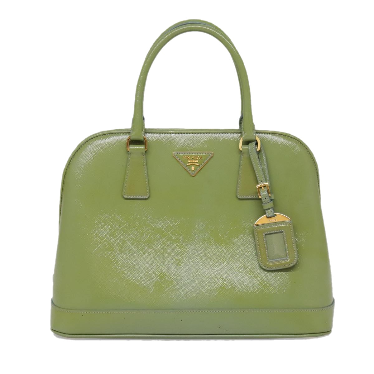 PRADA Hand Bag Safiano leather 2way Green Gold Auth 94025