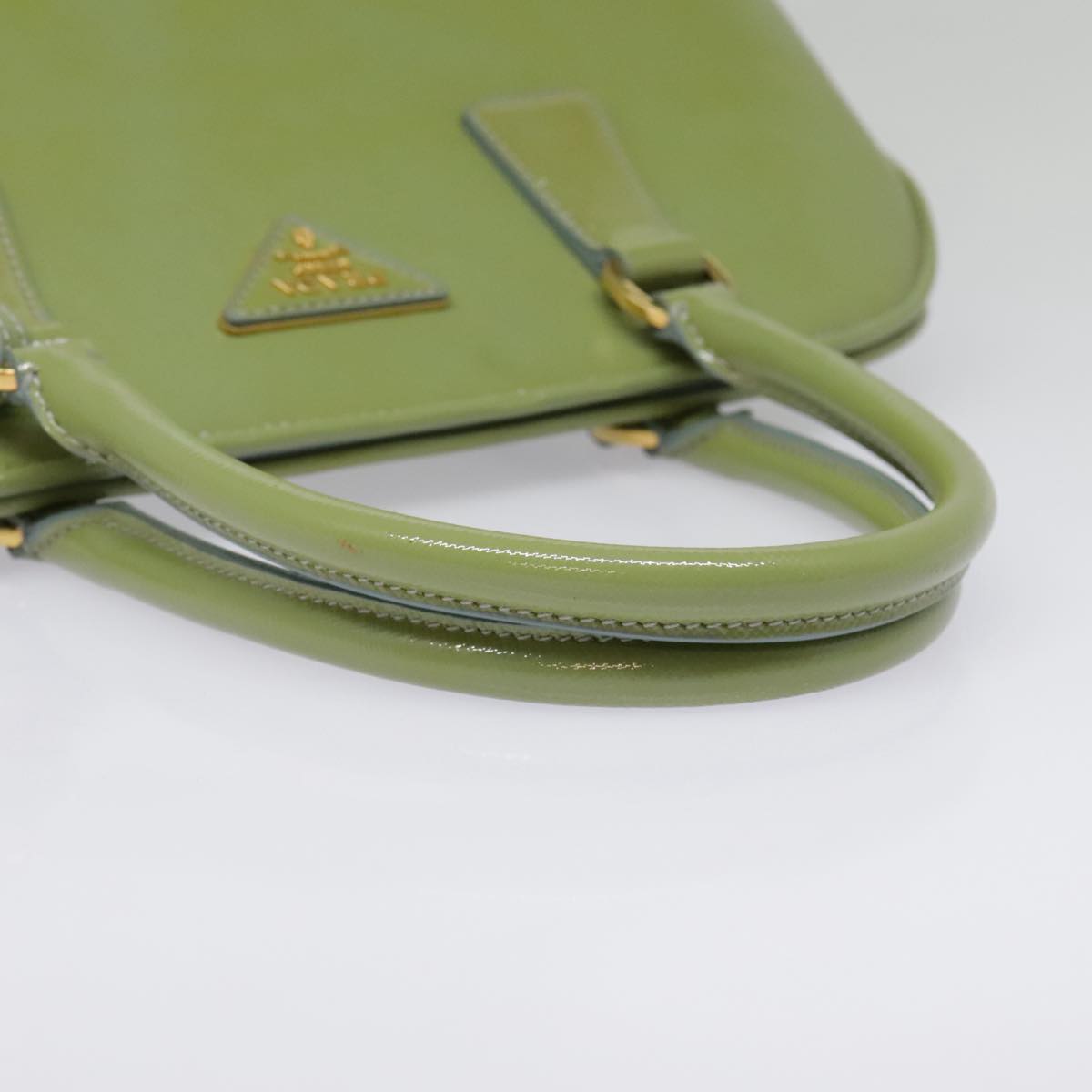 PRADA Hand Bag Safiano leather 2way Green Gold Auth 94025