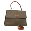 FENDI Hand Bag PVC 2way Gold Brown Auth 94029-1