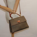 FENDI Hand Bag PVC 2way Gold Brown Auth 94029-25