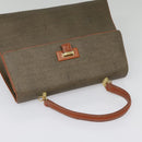 FENDI Hand Bag PVC 2way Gold Brown Auth 94029-6