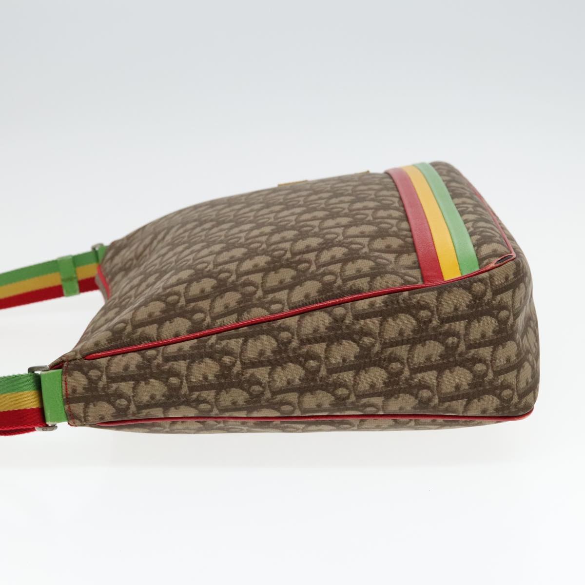 Christian Dior Trotter Canvas Shoulder Bag Rasta Color Beige Auth 94034