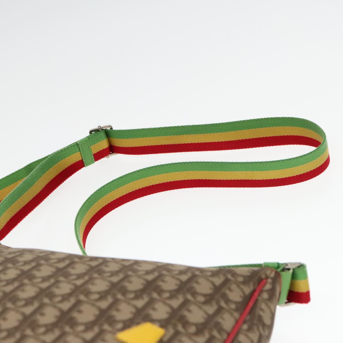 Christian Dior Trotter Canvas Shoulder Bag Rasta Color Beige Auth 94034