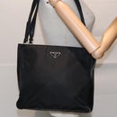 PRADA Tote Bag Nylon Black Silver Auth 94044-25