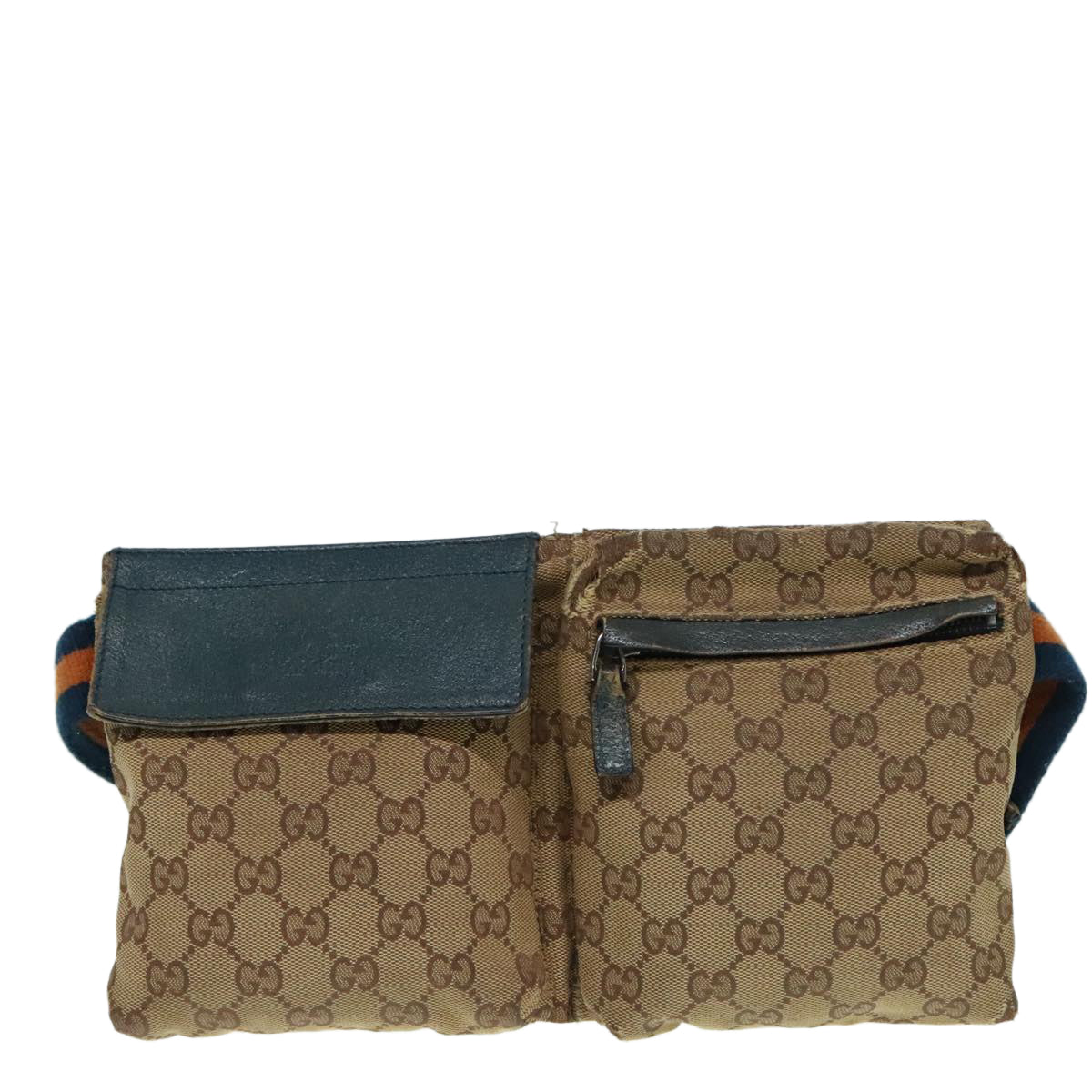 GUCCI GG Canvas Sherry Line Waist bag Beige Brown Silver 28566 Auth 94050 - 0