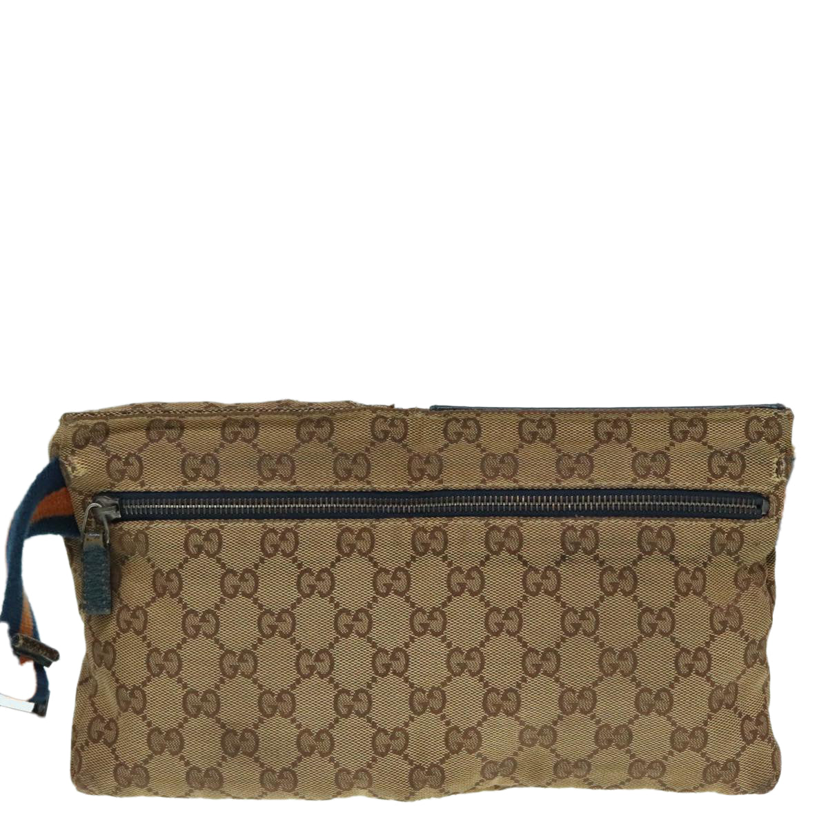 GUCCI GG Canvas Sherry Line Waist bag Beige Brown Silver 28566 Auth 94050