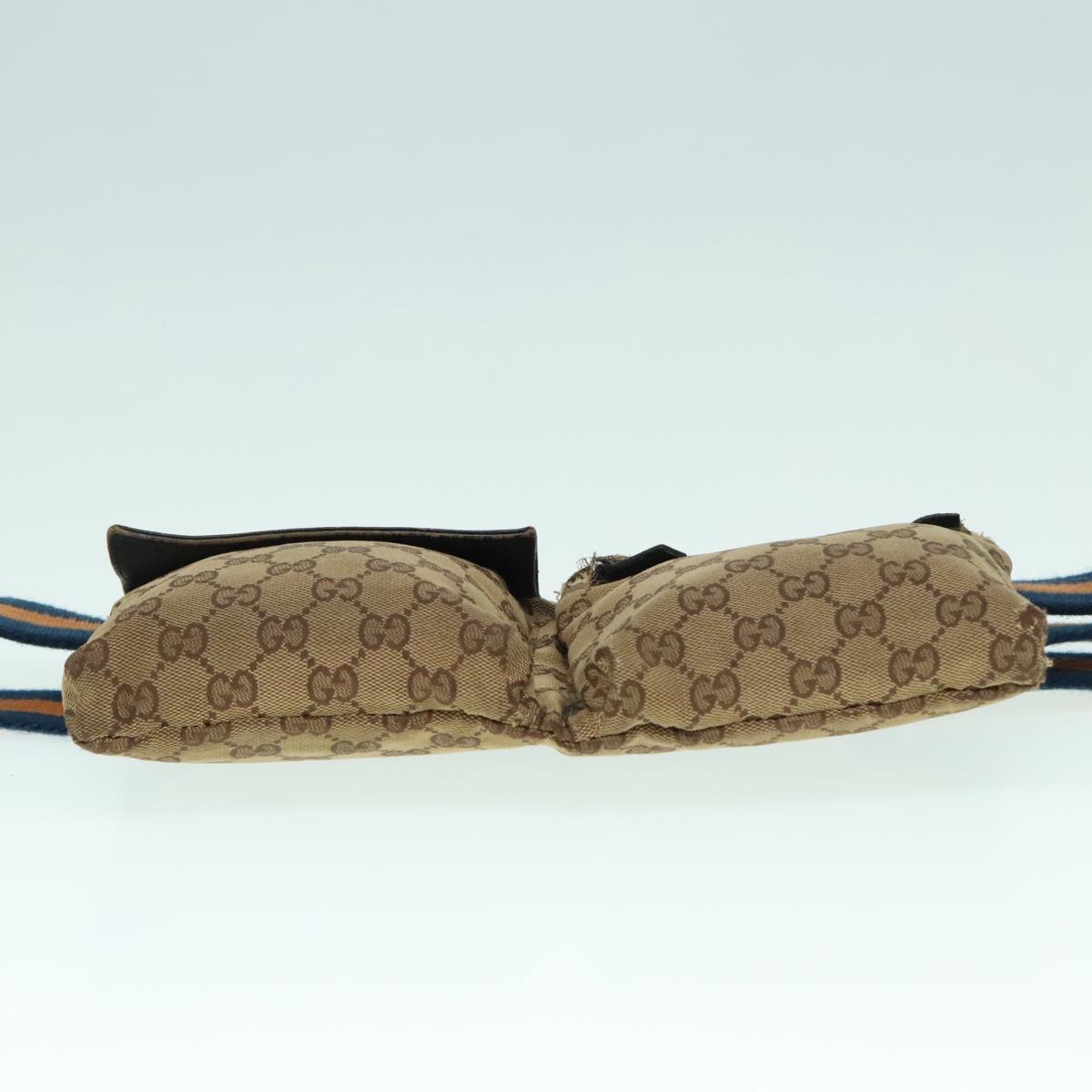 GUCCI GG Canvas Sherry Line Waist bag Beige Brown Silver 28566 Auth 94050