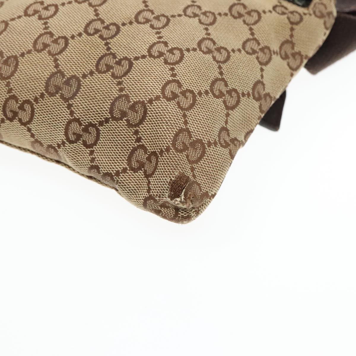 GUCCI GG Canvas Waist bag Beige Silver 28566 Auth 94051