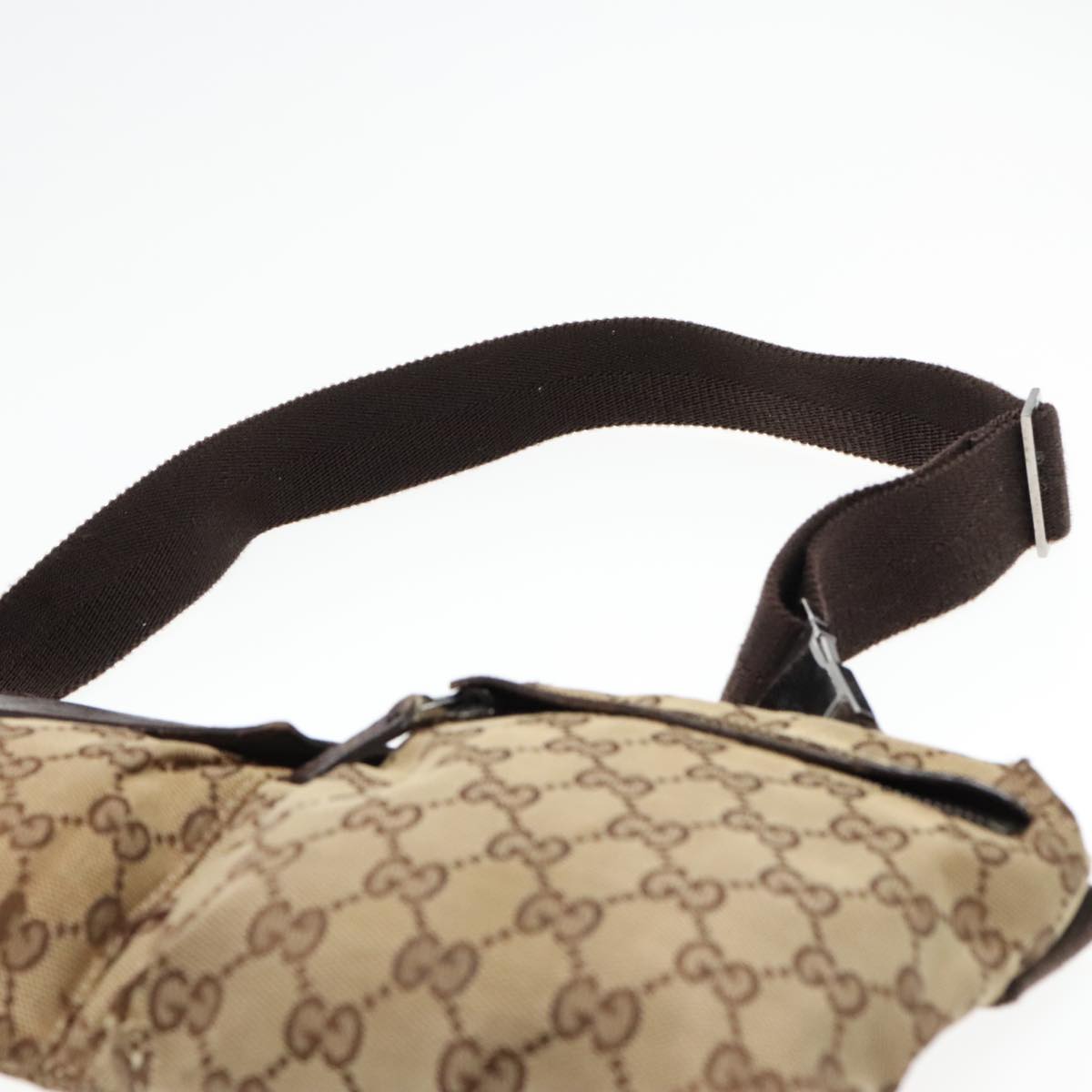 GUCCI GG Canvas Waist bag Beige Silver 28566 Auth 94051