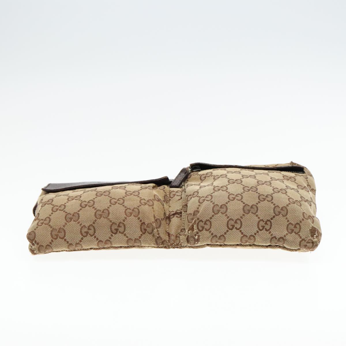 GUCCI GG Canvas Waist bag Beige Silver 28566 Auth 94051