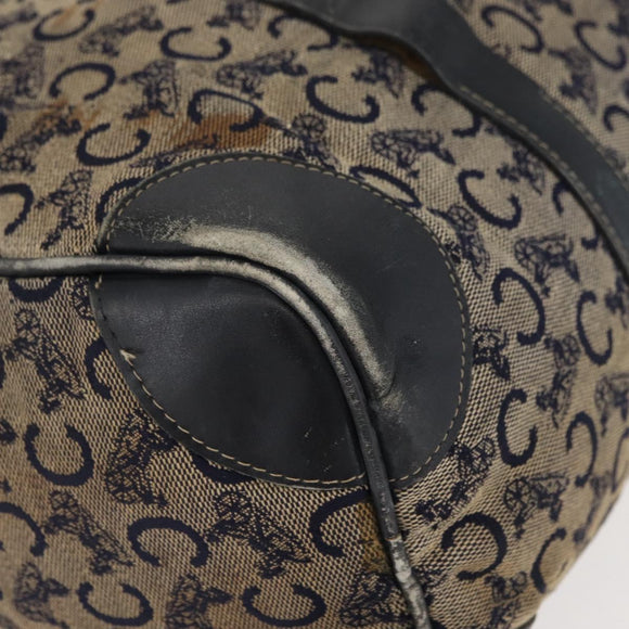 CELINE C Sulky Boston Bag Canvas Navy Gold Auth 94063