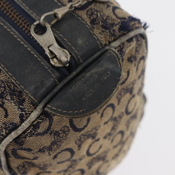 CELINE C Sulky Boston Bag Canvas Navy Gold Auth 94063