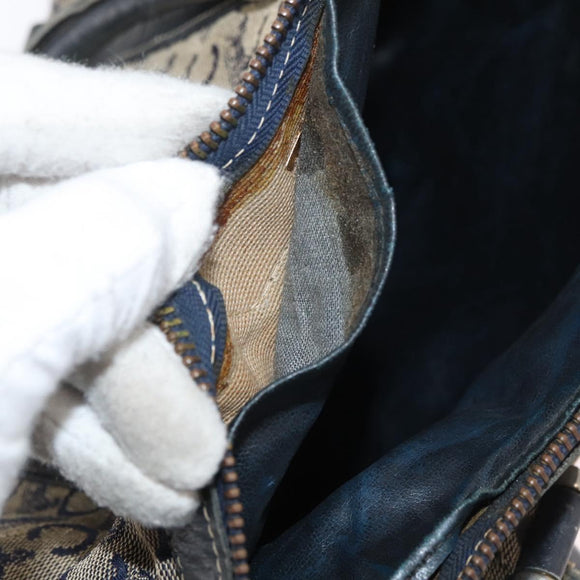 CELINE C Sulky Boston Bag Canvas Navy Gold Auth 94063