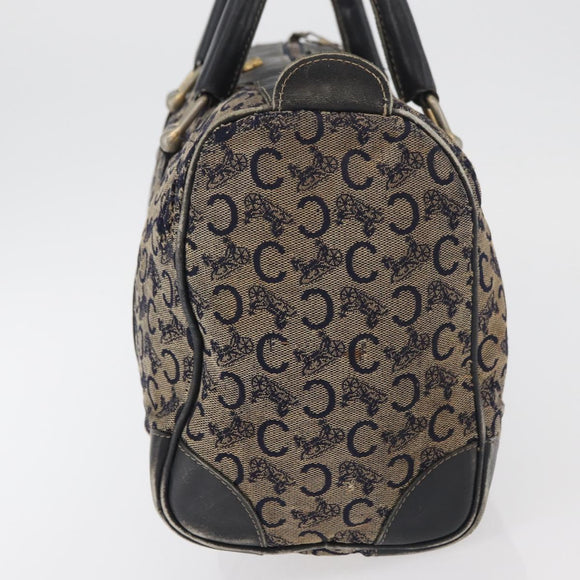CELINE C Sulky Boston Bag Canvas Navy Gold Auth 94063