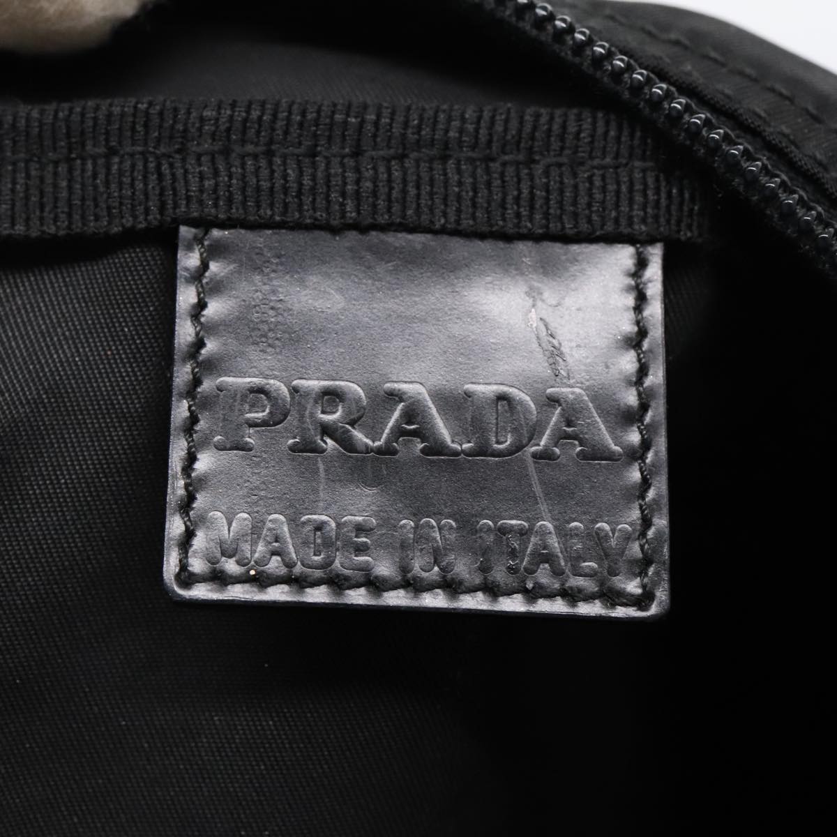 PRADA Pouch Nylon Black Silver Auth 94112