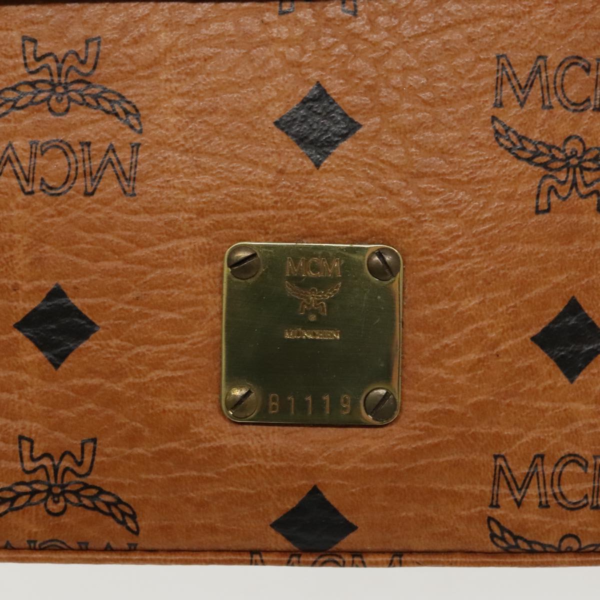 MCM Vicetos Logogram Hand Bag PVC Leather 2way Brown Gold Auth 94118