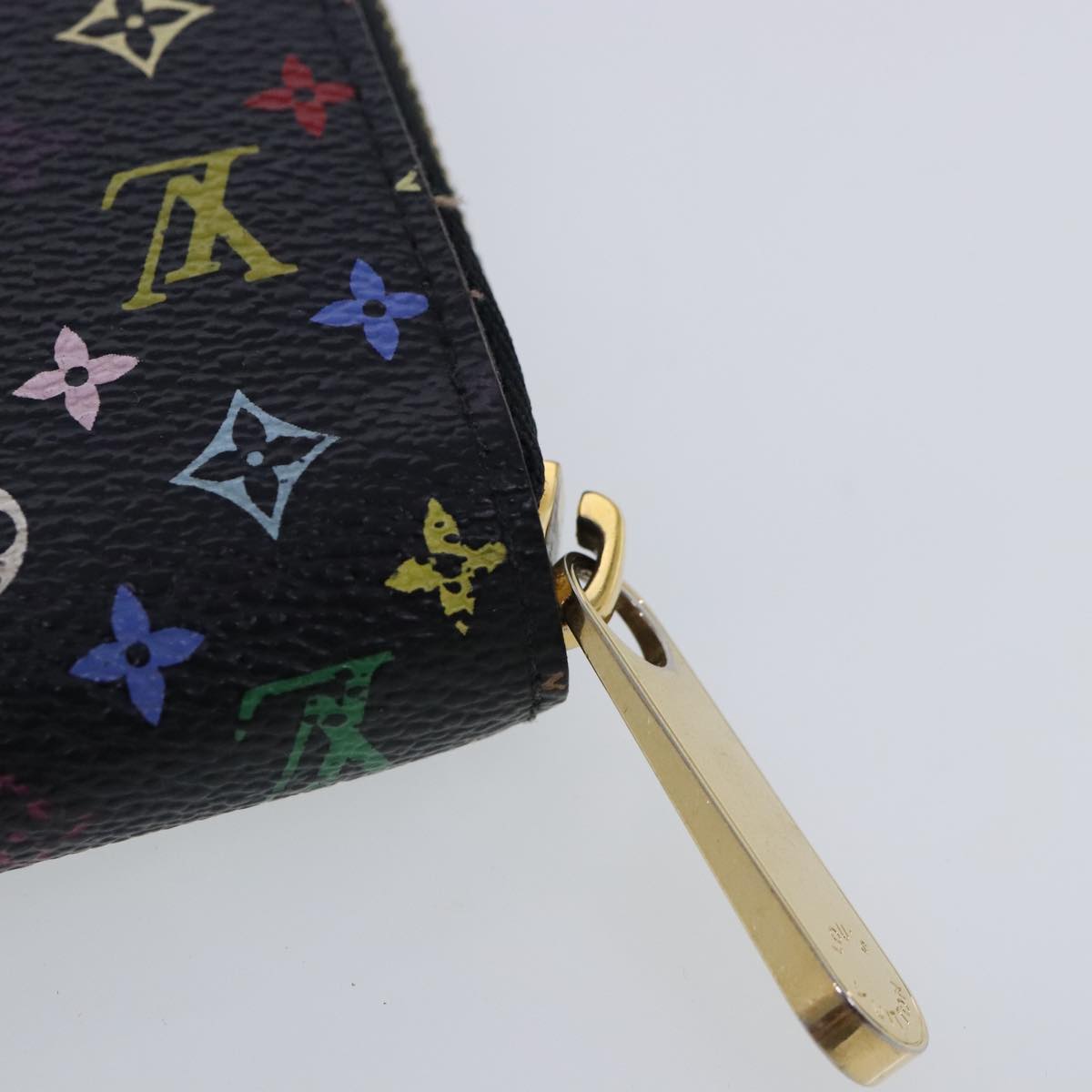 LOUIS VUITTON Monogram Multicolor Zippy Wallet Black M60243 LV Auth 94121