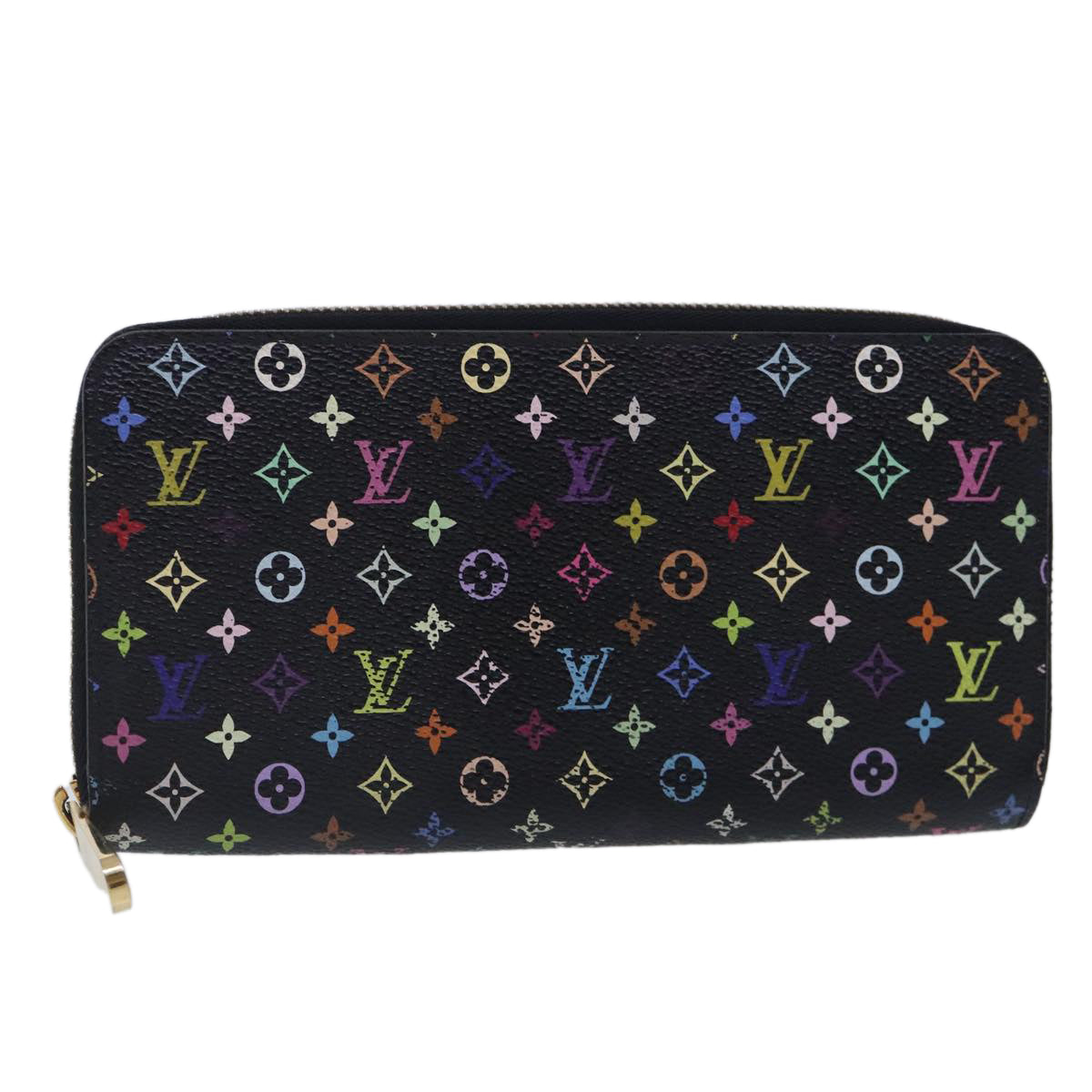 LOUIS VUITTON Monogram Multicolor Zippy Wallet Black M60243 LV Auth 94121