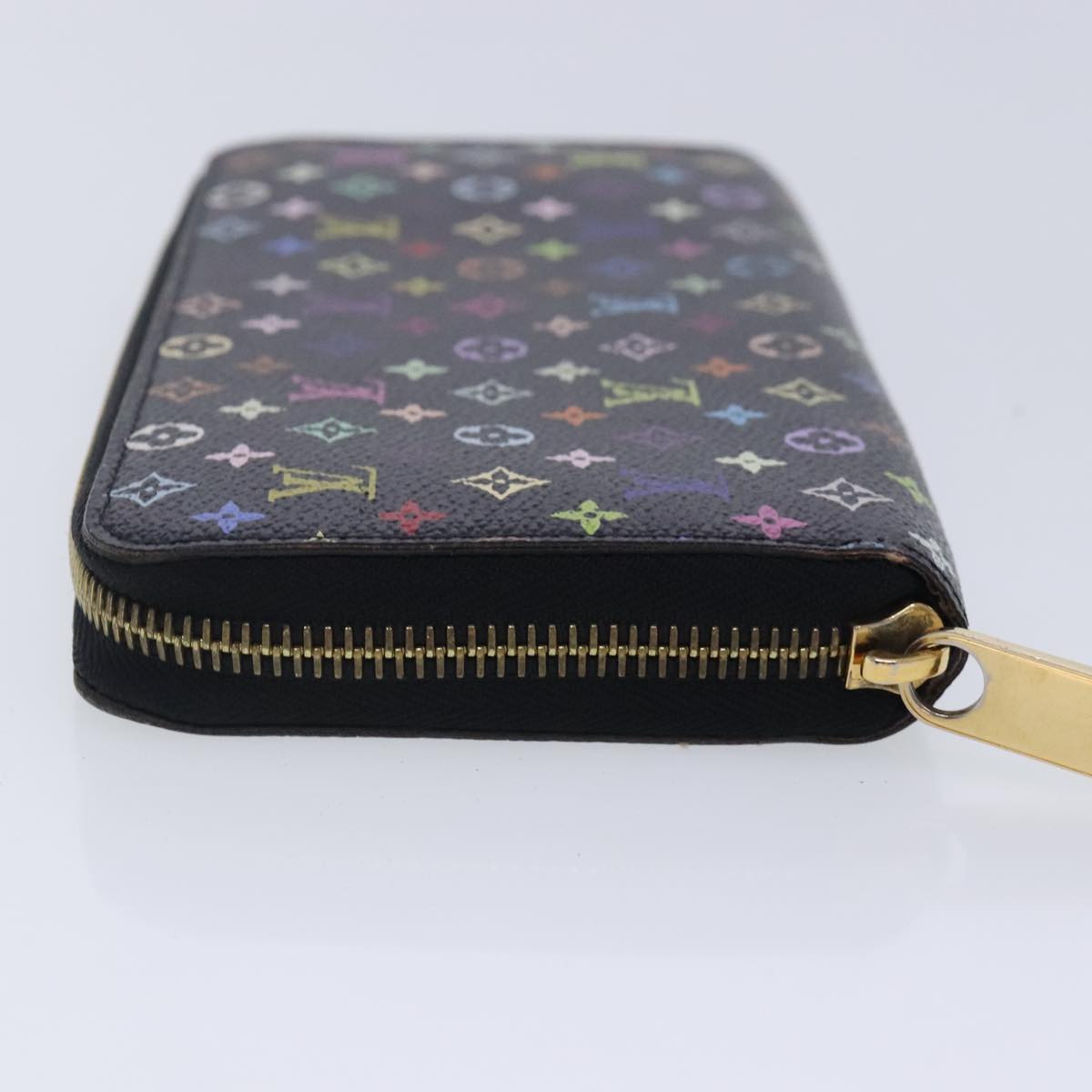 LOUIS VUITTON Monogram Multicolor Zippy Wallet Black M60243 LV Auth 94121