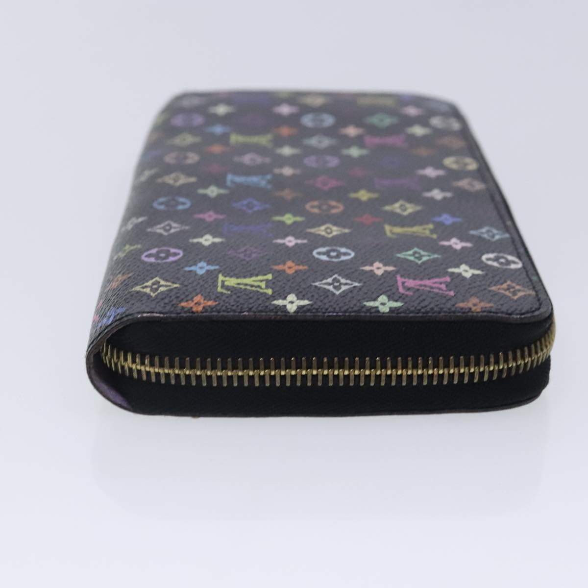 LOUIS VUITTON Monogram Multicolor Zippy Wallet Black M60243 LV Auth 94121