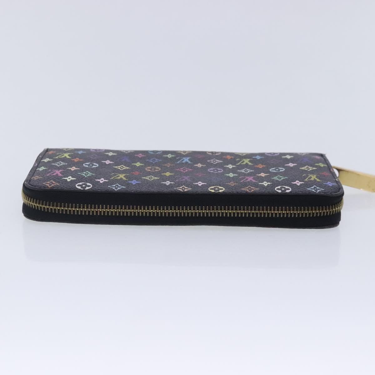 LOUIS VUITTON Monogram Multicolor Zippy Wallet Black M60243 LV Auth 94121