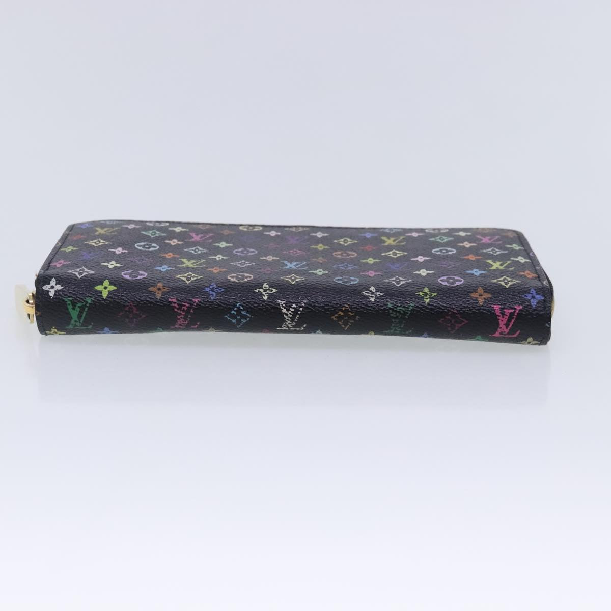 LOUIS VUITTON Monogram Multicolor Zippy Wallet Black M60243 LV Auth 94121