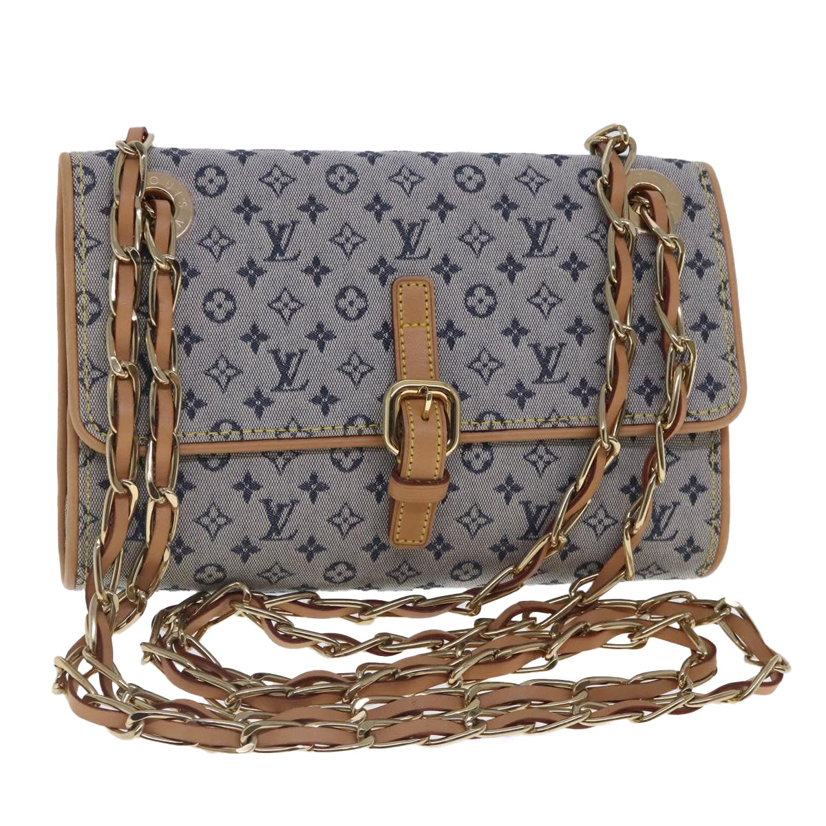 LOUIS VUITTON Monogram Mini Camille Chain Shoulder Bag Blue M92002 Auth 94127A