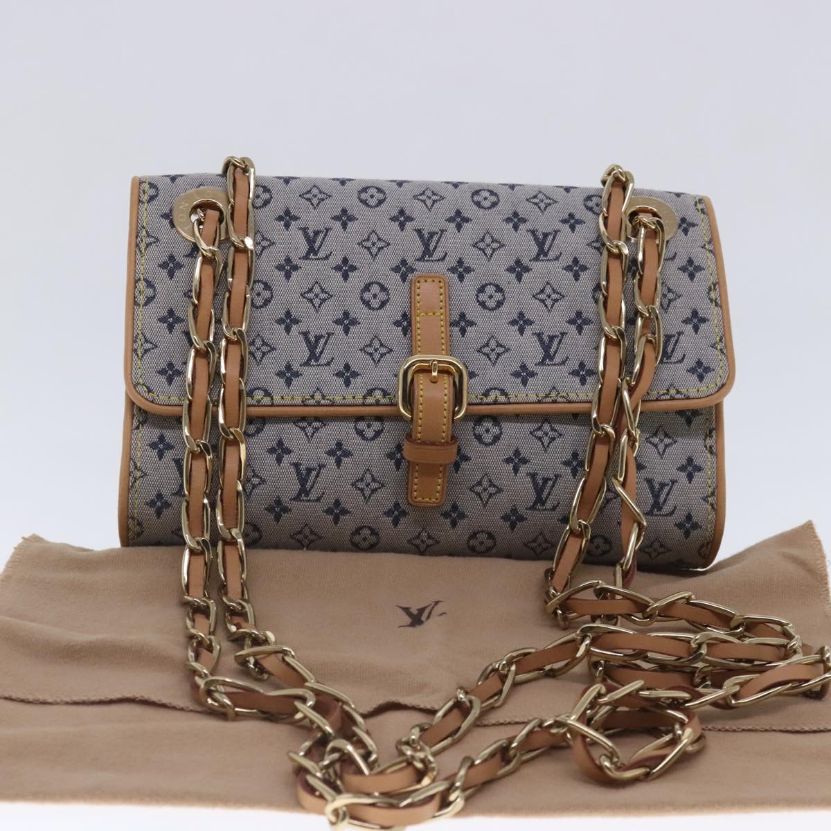 LOUIS VUITTON Monogram Mini Camille Chain Shoulder Bag Blue M92002 Auth 94127A