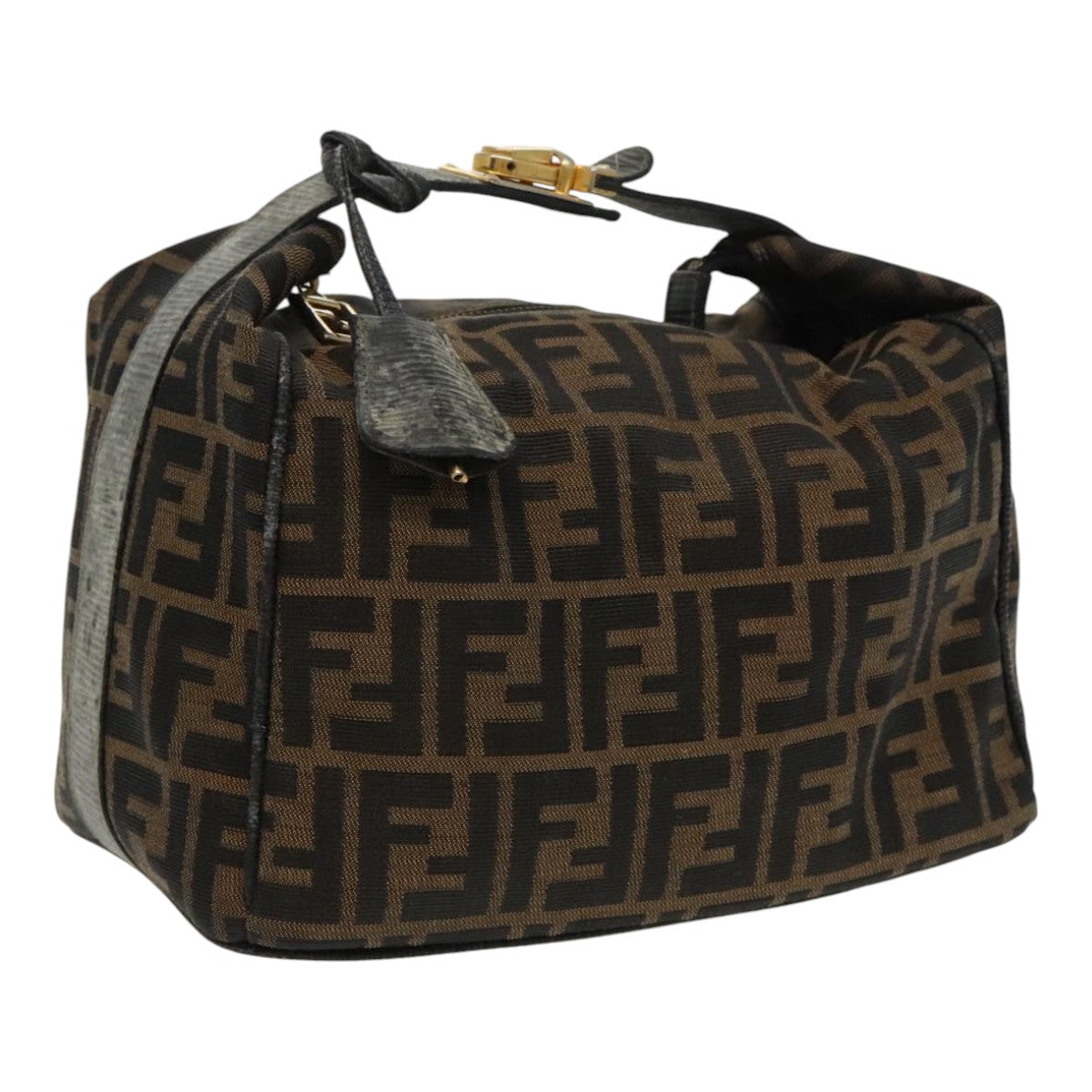 FENDI Zucca Canvas Vanity Hand Bag Brown Black Auth 94131