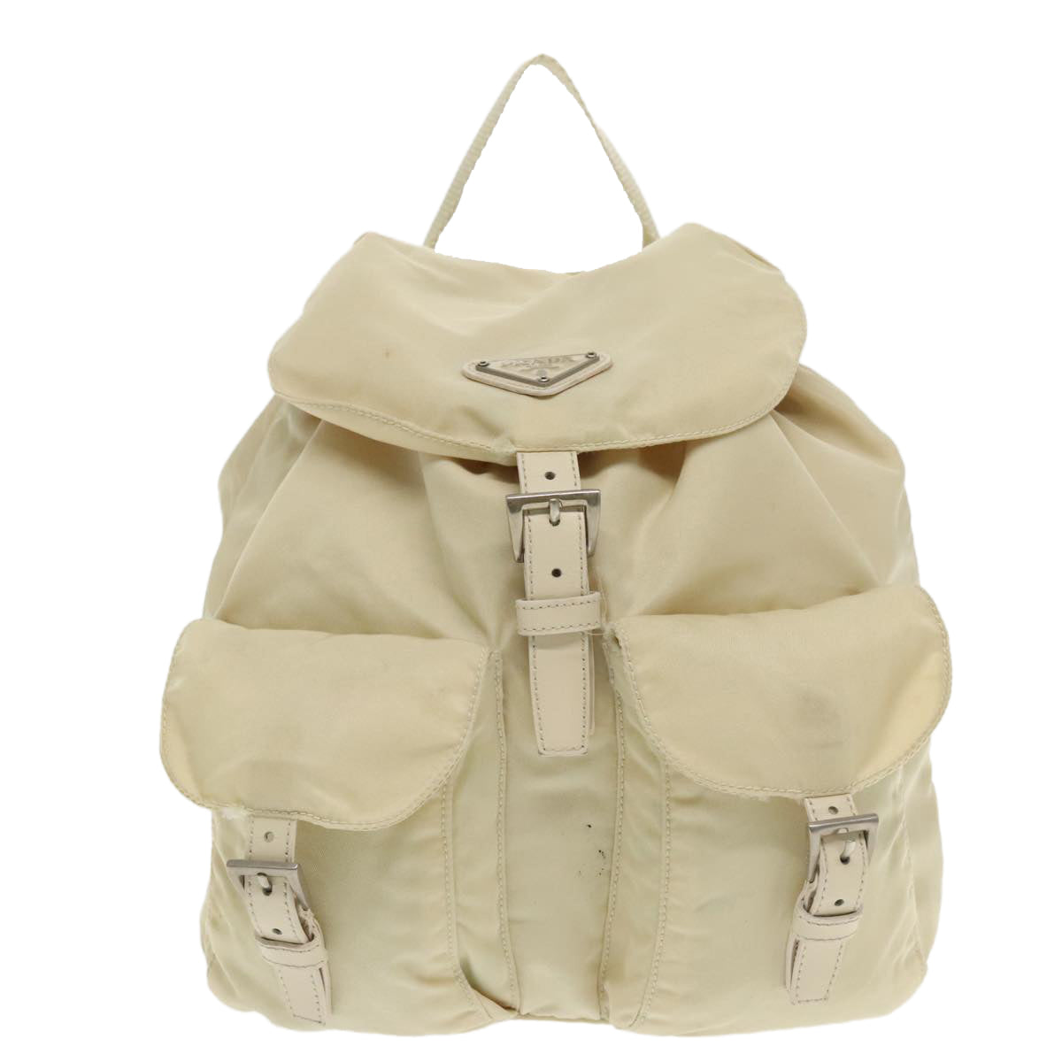 PRADA Backpack Nylon White Silver Auth 94142