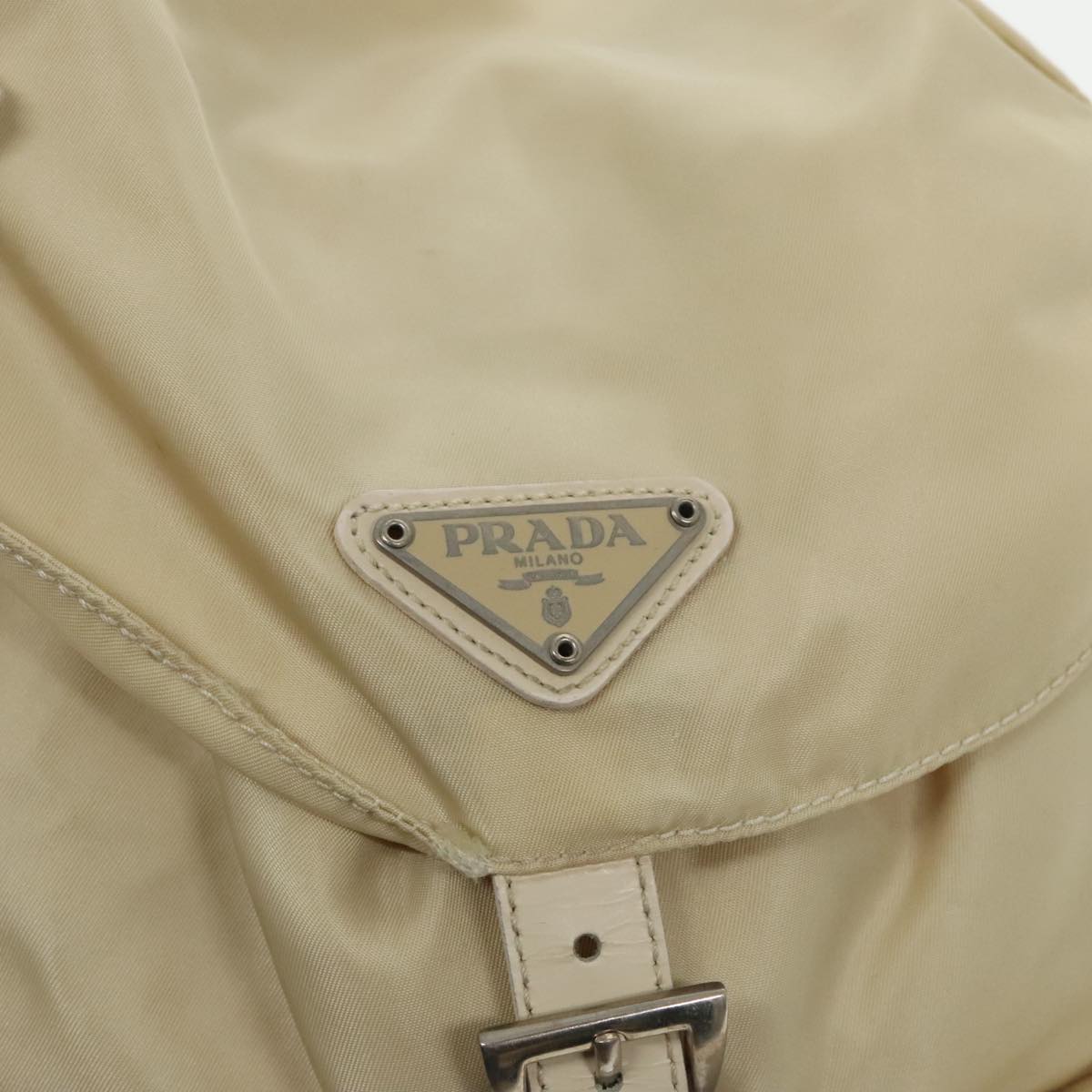 PRADA Backpack Nylon White Silver Auth 94142