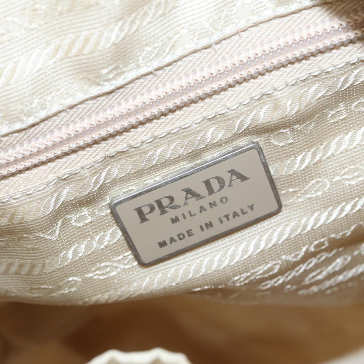 PRADA Backpack Nylon White Silver Auth 94142