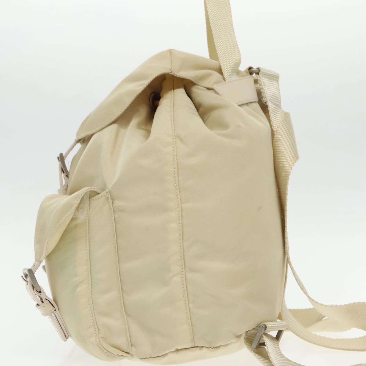 PRADA Backpack Nylon White Silver Auth 94142