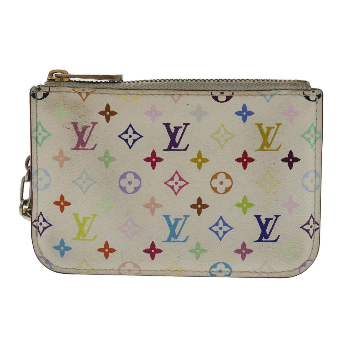 LOUIS VUITTON Multicolor Pochette Cles NM Coin Purse White M93734 LV Auth 94159 - 0