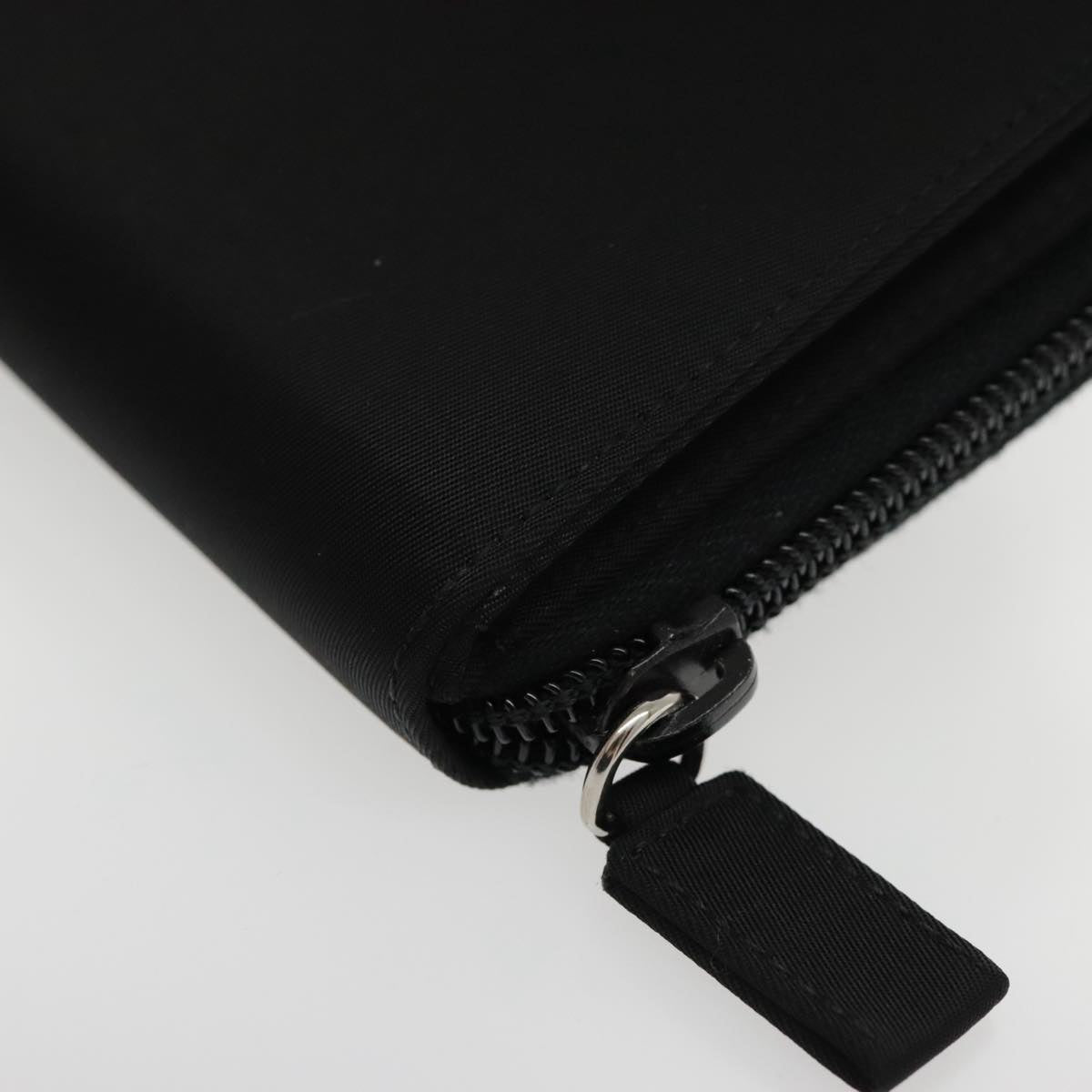 PRADA Wallet Nylon Black Silver Auth 94160