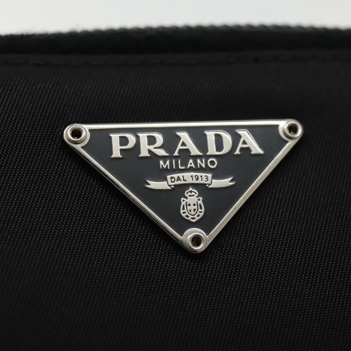 PRADA Wallet Nylon Black Silver Auth 94160