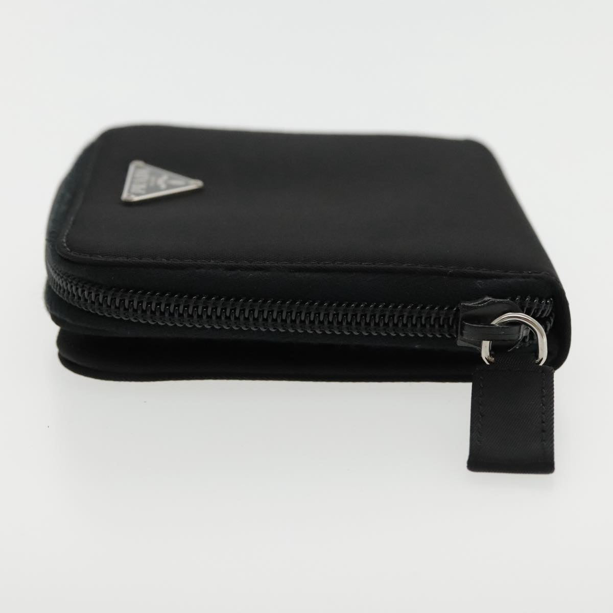 PRADA Wallet Nylon Black Silver Auth 94160