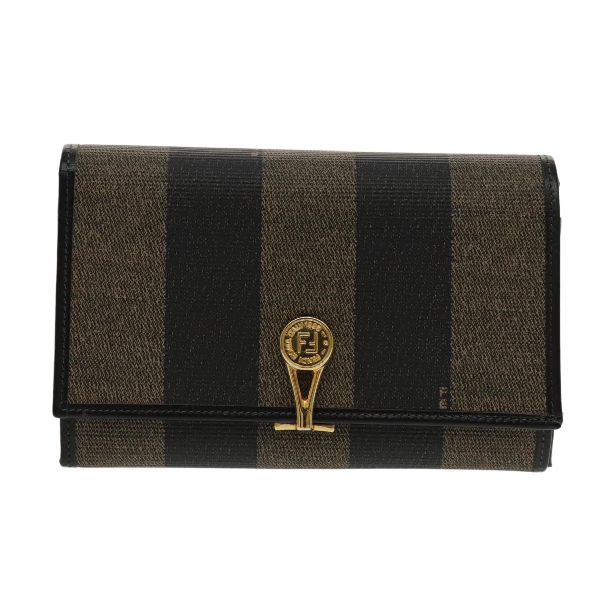 FENDI Pecan Canvas Wallet Black Brown Black Brown Auth 94161 - 0