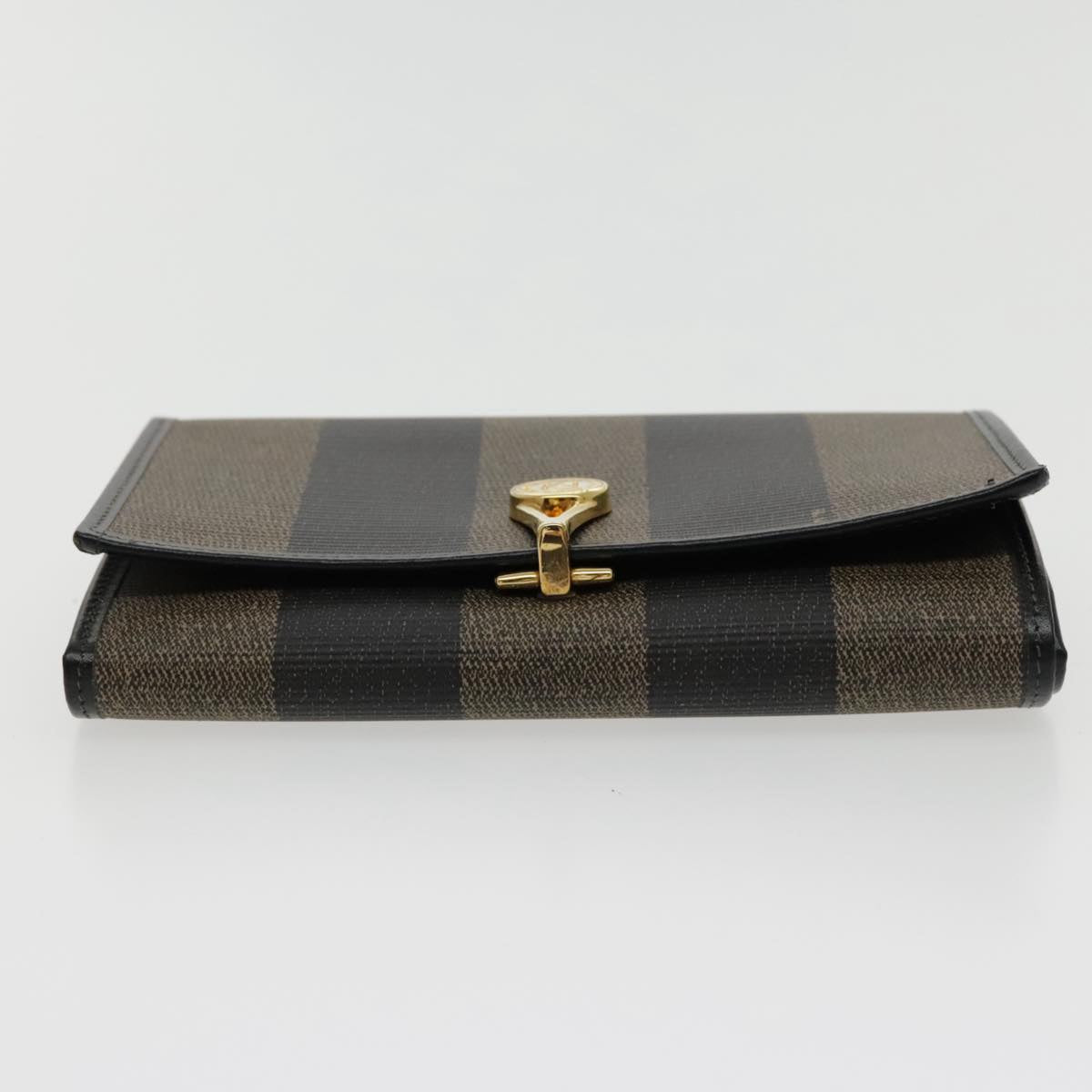 FENDI Pecan Canvas Wallet Black Brown Black Brown Auth 94161