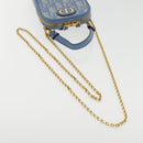 Christian Dior Chain Trotter Canvas Shoulder Bag Blue Gold Auth 94170SAM-8