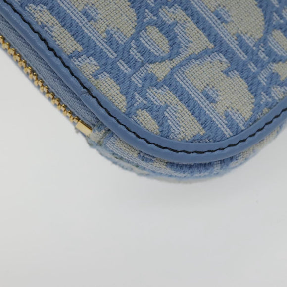 Christian Dior Chain Trotter Canvas Shoulder Bag Blue Gold Auth 94170SAM