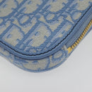 Christian Dior Chain Trotter Canvas Shoulder Bag Blue Gold Auth 94170SAM-17